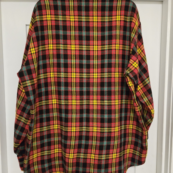 Vintage Intrepid Manhattan Plaid Flannel Shirt - Red, Yellow, Black, Green, Sz L - Picture 4 of 5